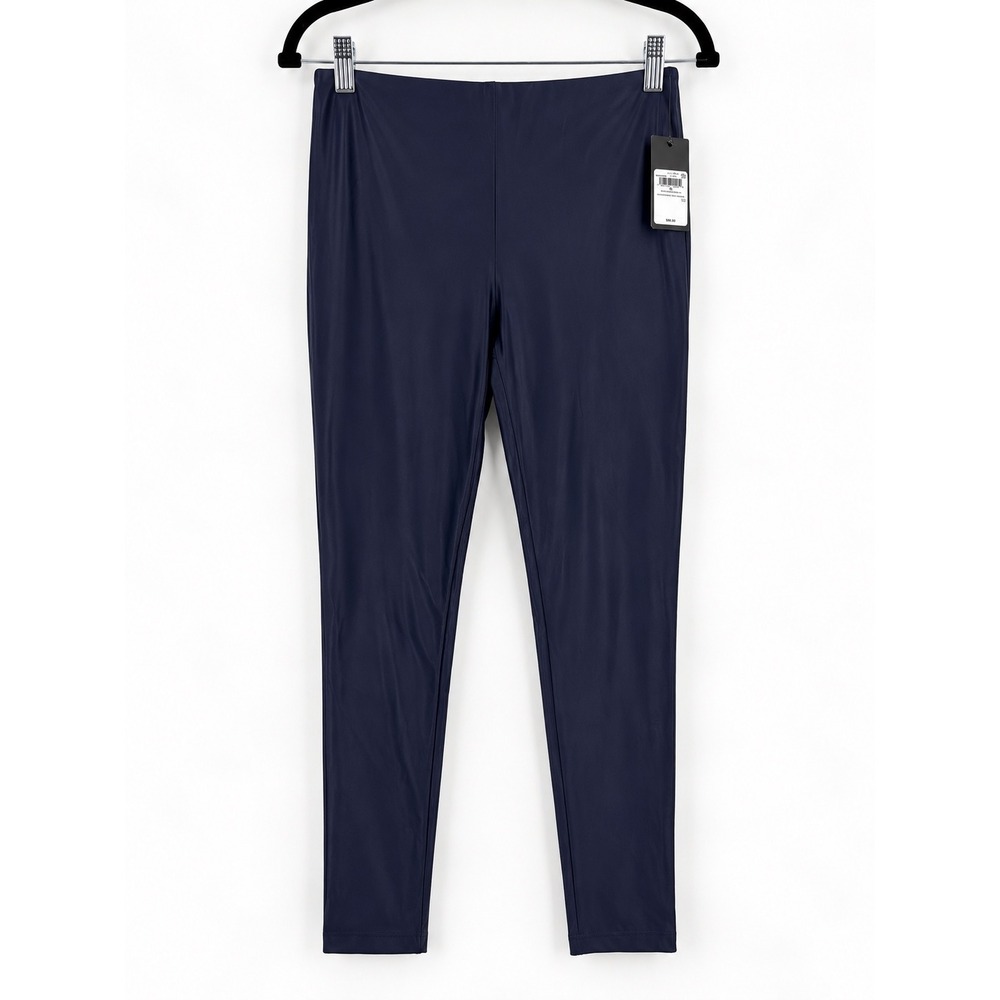 Guess Kaliann Legging Pants Women M Navy Faux Leather Stretch Goth Coated NWT